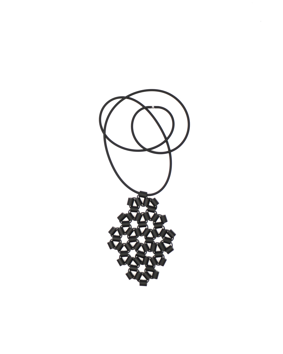Ross 1 necklace, black variant, on a white background