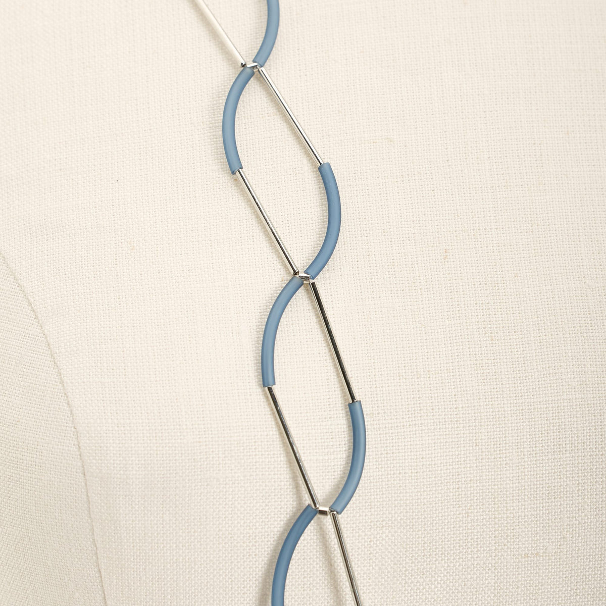 Collana Due a Due Rodio, blu