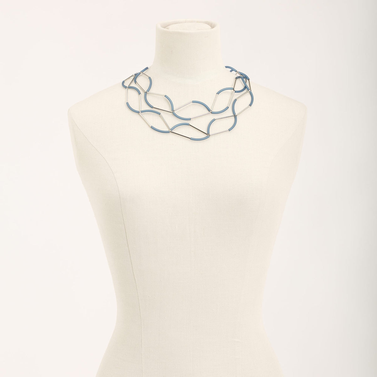 Collana Due a Due Rodio, blu