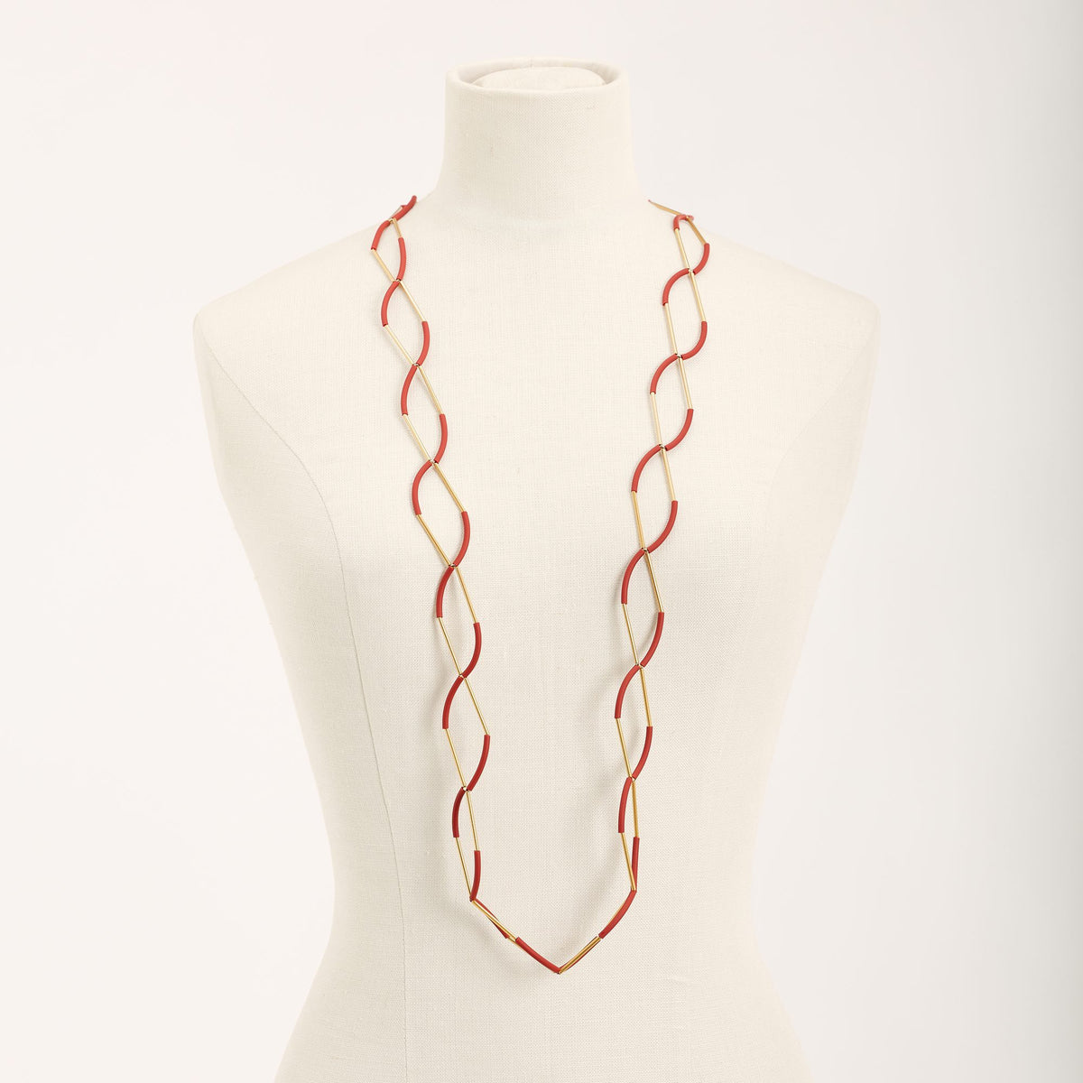 Collana Due a Due Oro, rosso pastello