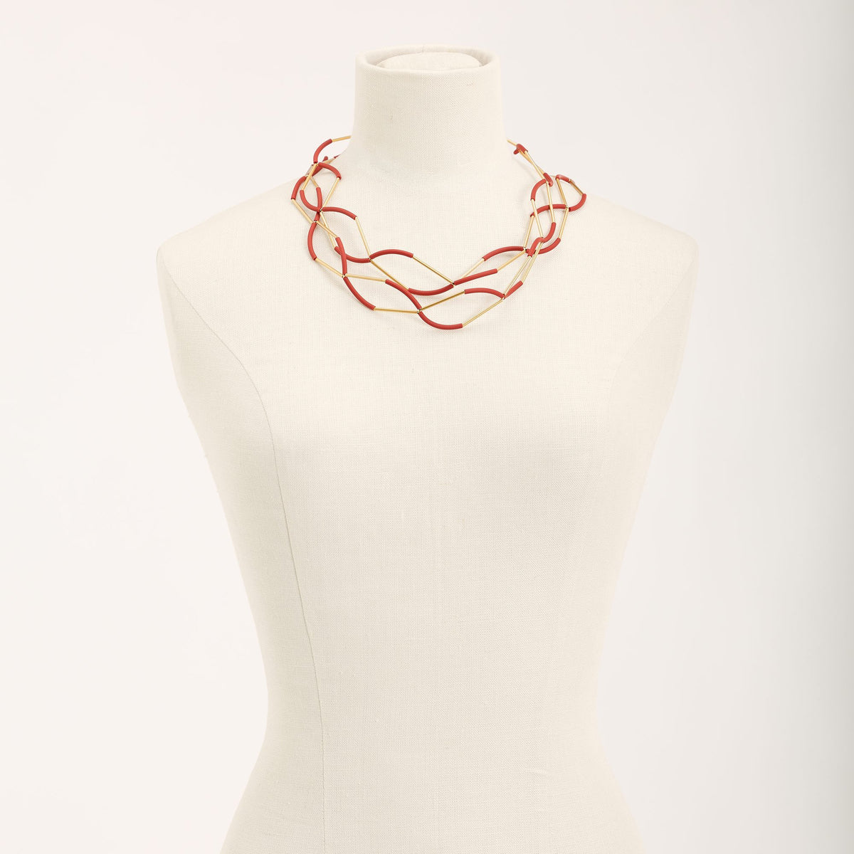 Collana Due a Due Oro, rosso pastello