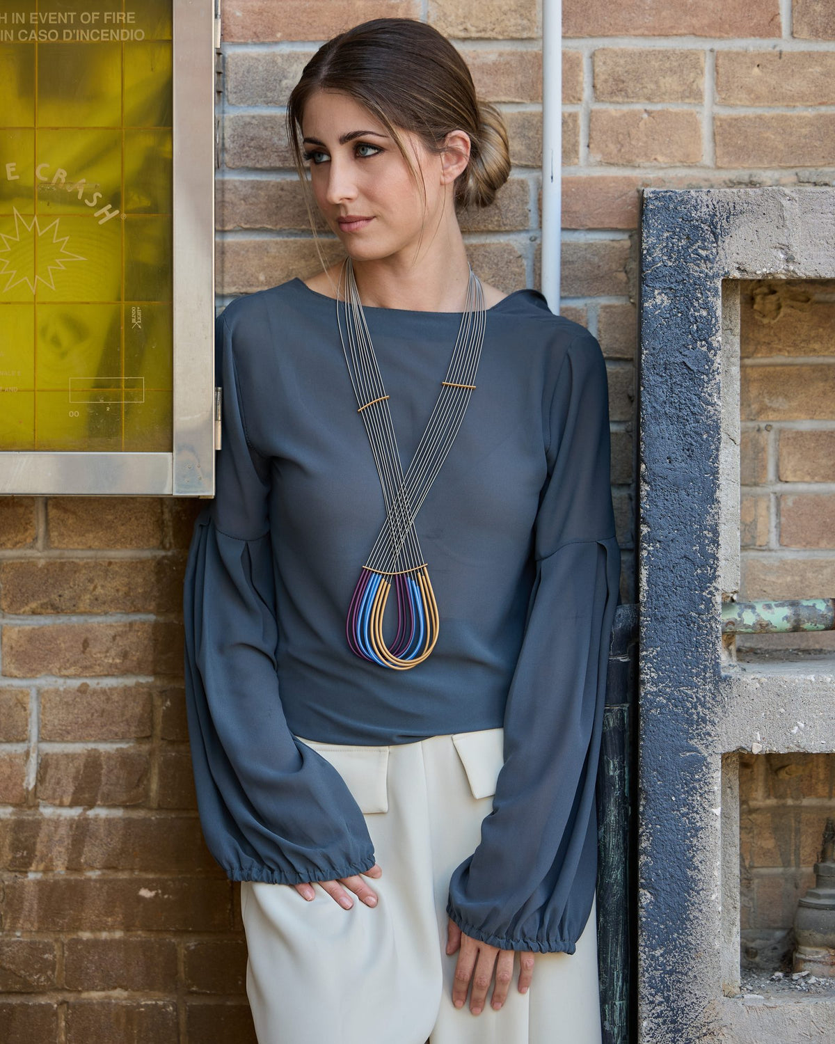 Woman wearing Eco Long Necklace
