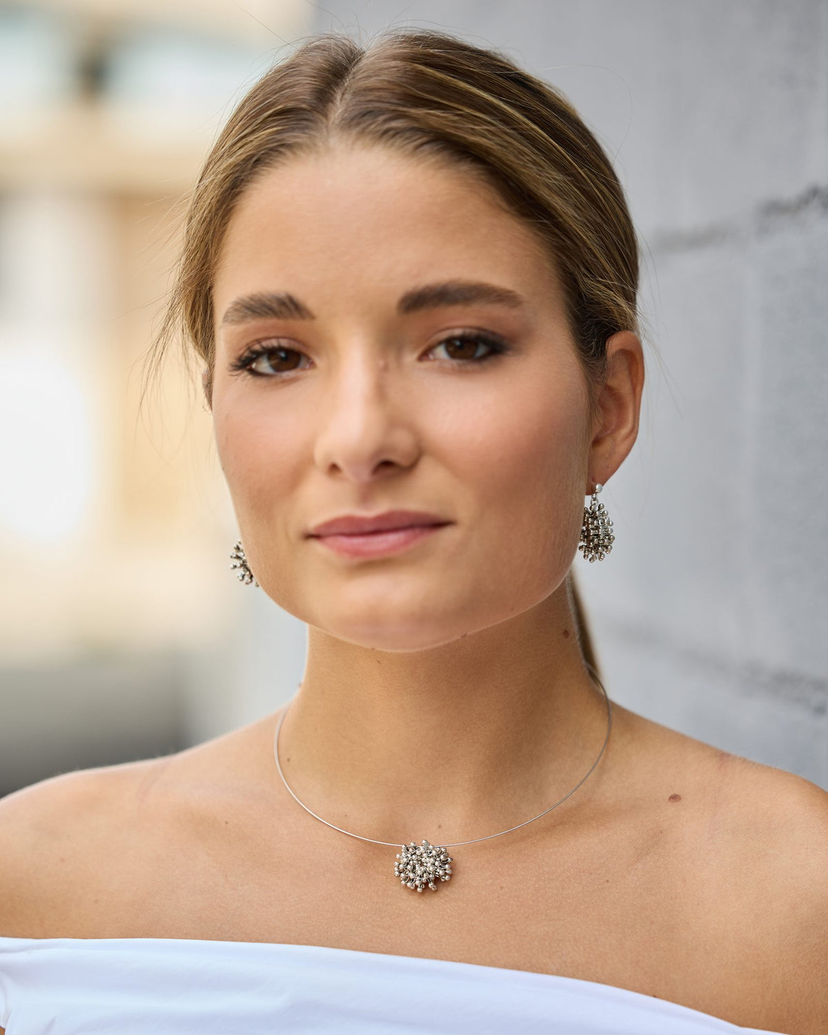 Woman wearing Festa Earrings