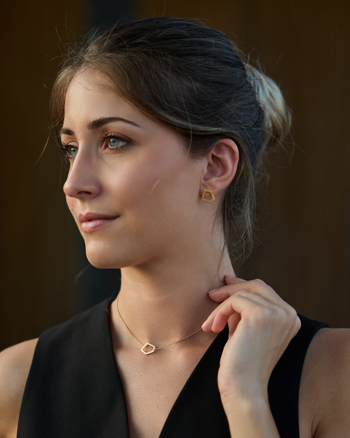 I'mperfect Gold earrings in 925 sterling silver, worn