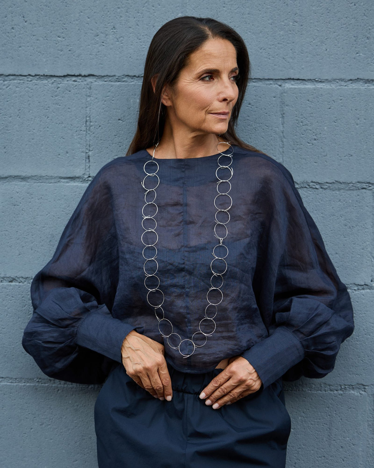 Collana Junction Rodio in argento 925, indossata