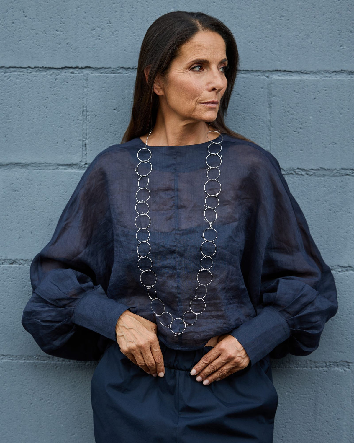 Collana Junction Rodio in argento 925, indossata