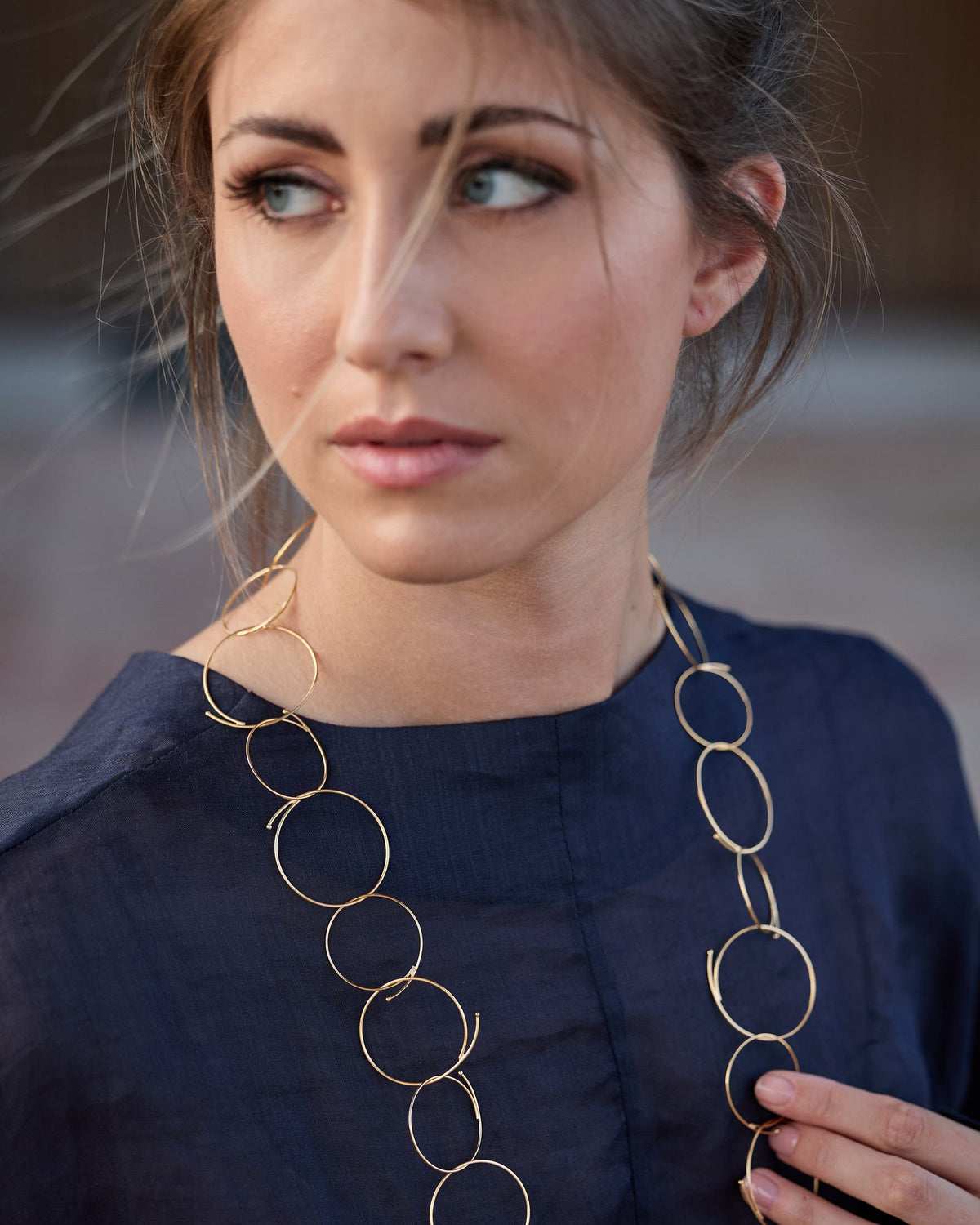 Junction Gold necklace in 925 sterling silver, worn