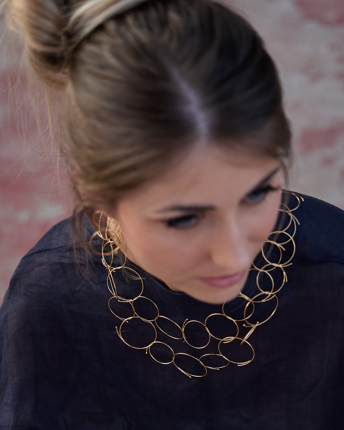 Junction Gold necklace in 925 sterling silver, worn