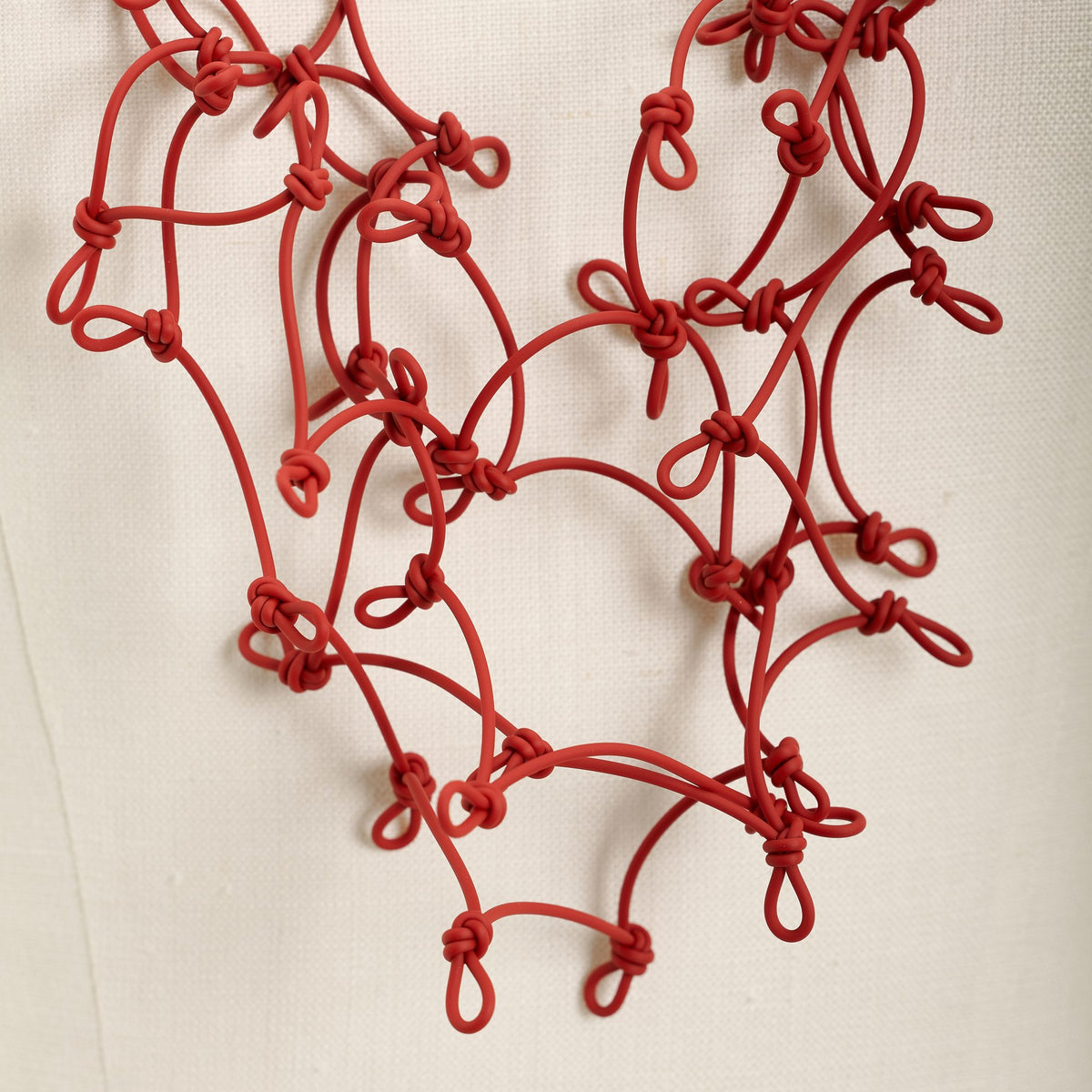 Knots Long Necklace, pastel red