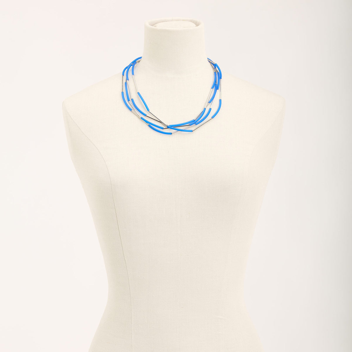 Nerò Rhodium Necklace, dark aquamarine