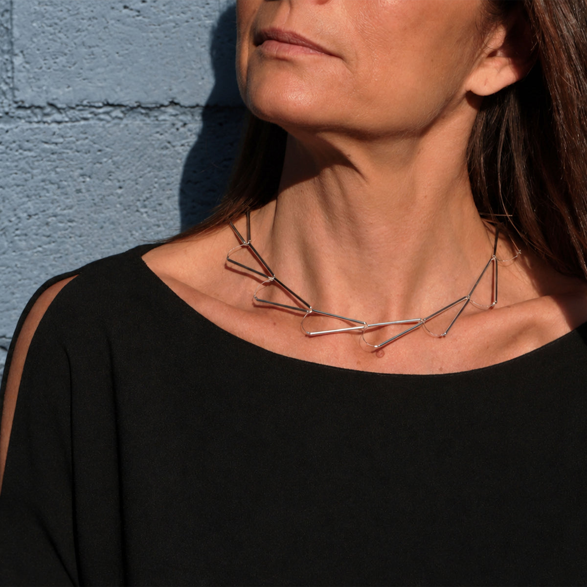 Parentesi Rhodium Necklace, polished rhodium