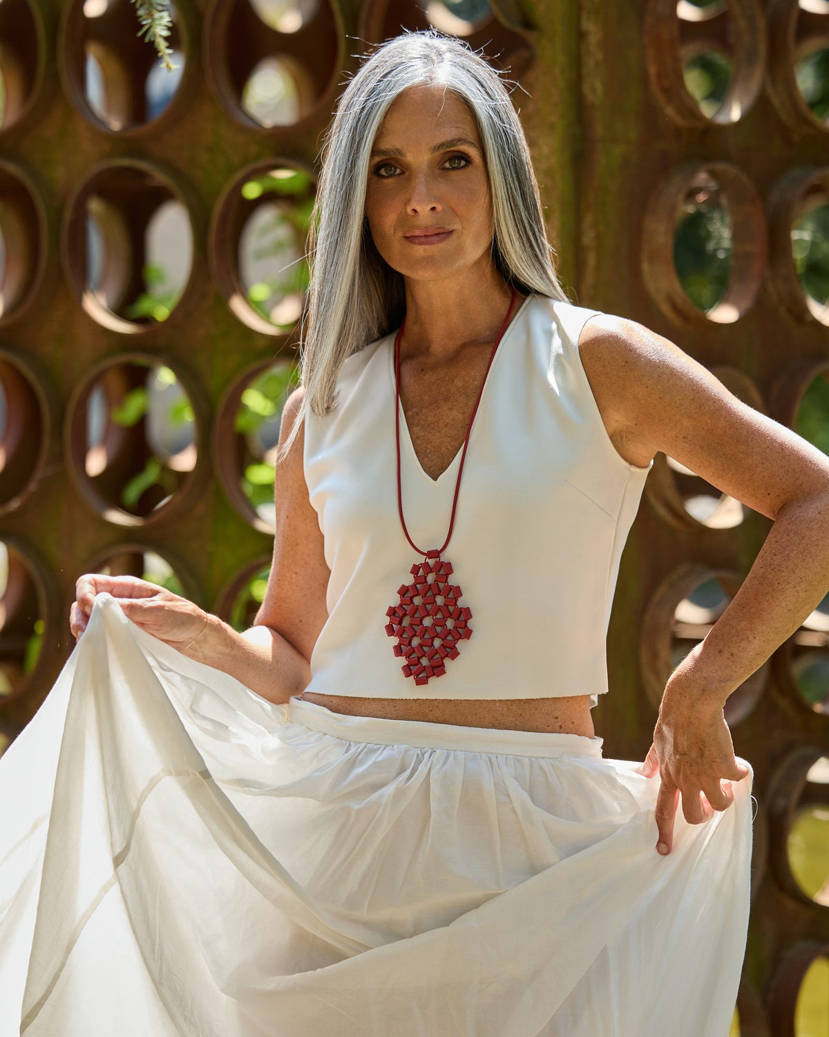 Woman wearing Ross 1 Necklace
