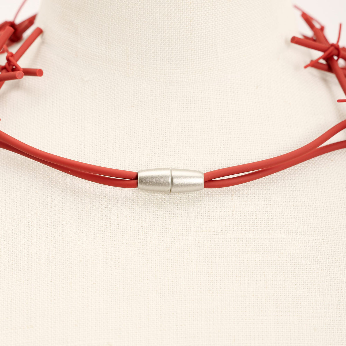 X Necklace, pastel red