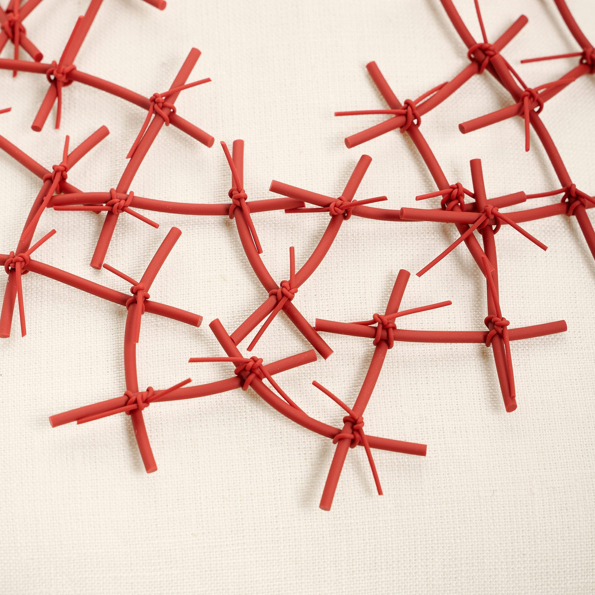 X Necklace, pastel red
