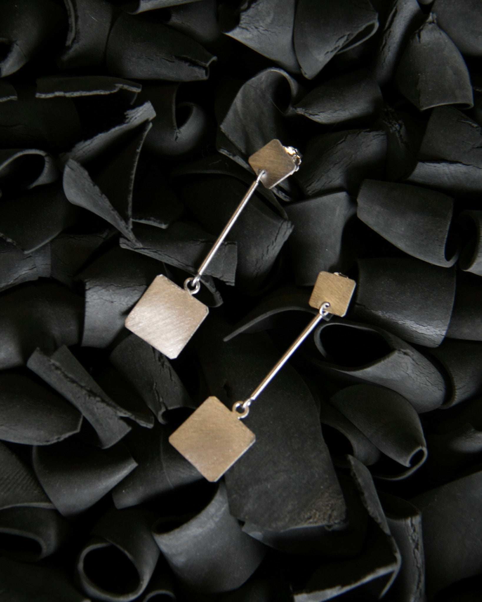 QB earrings long sterling silver