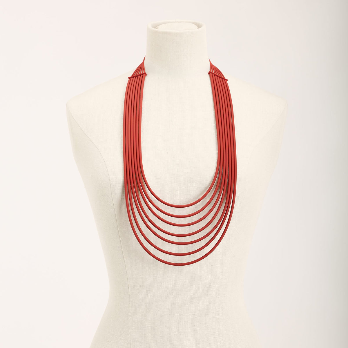 Collana Afrika Round Long, rosso pastello