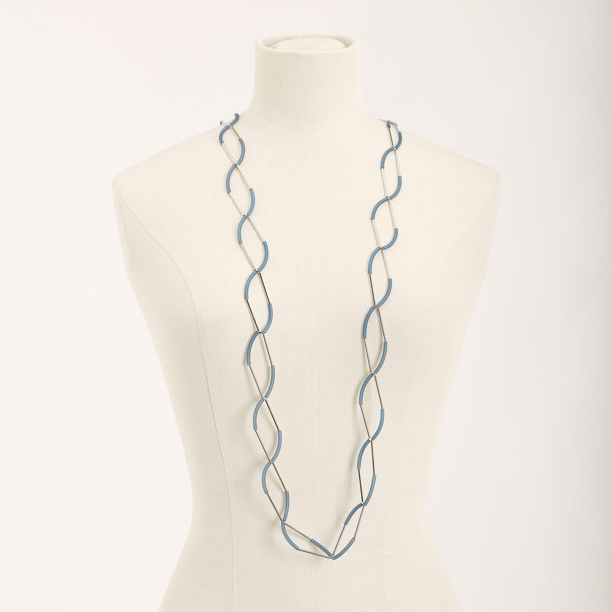 Collana Due a Due Rodio, blu