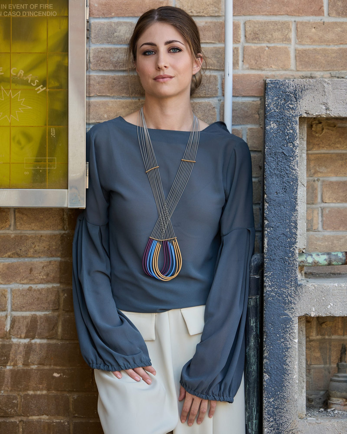 Woman wearing Eco Long Necklace