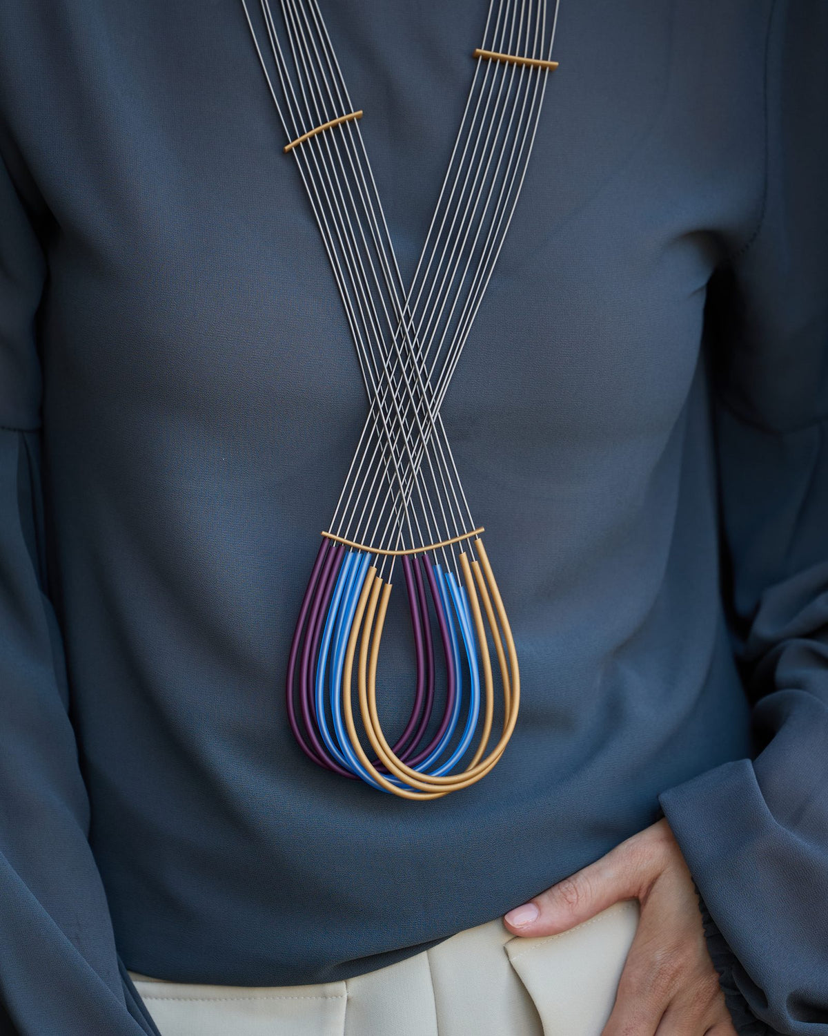 Woman wearing Eco Long Necklace
