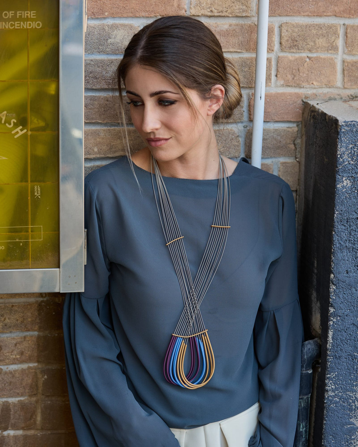 Woman wearing Eco Long Necklace