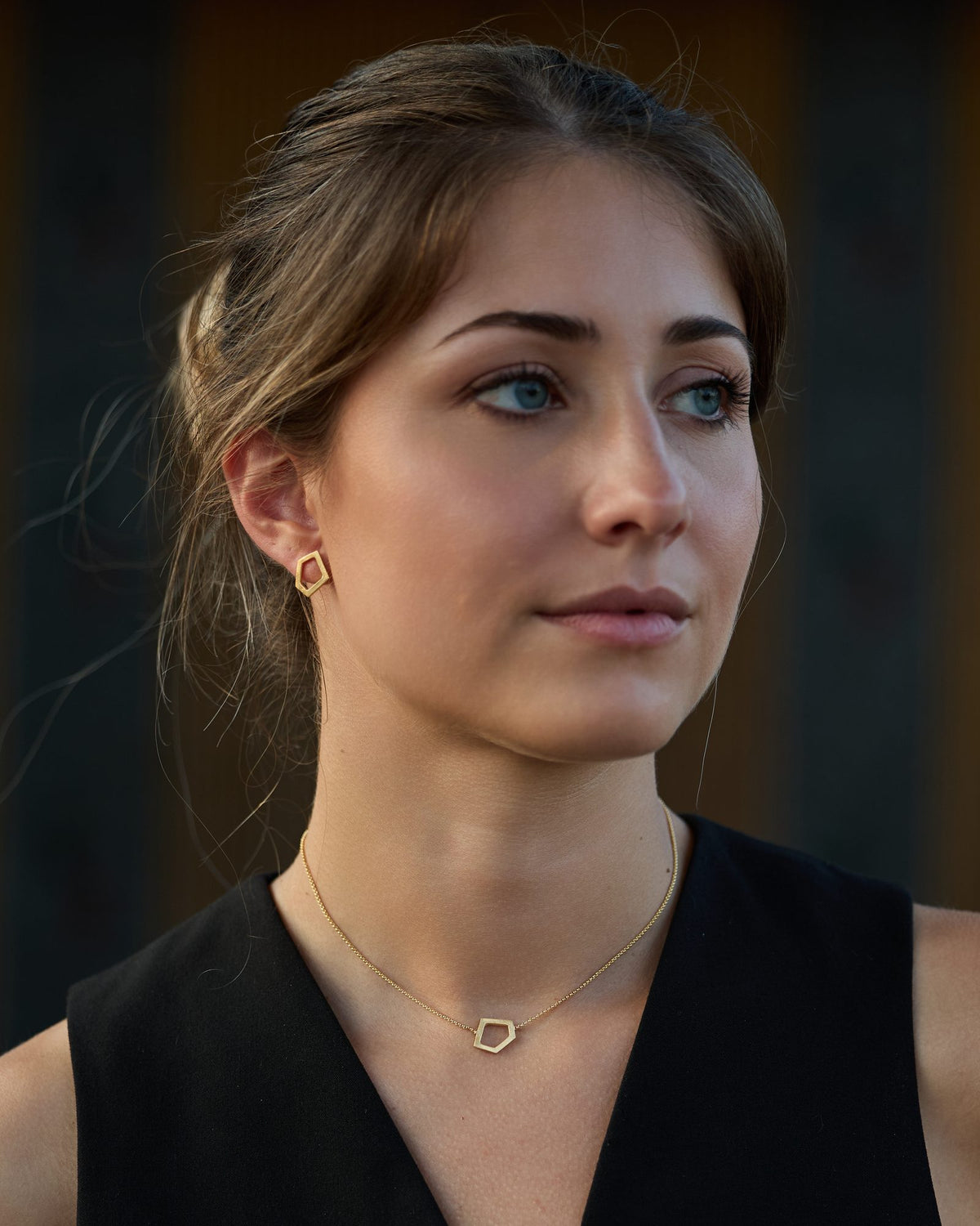 I'mperfect Gold earrings in 925 sterling silver, worn