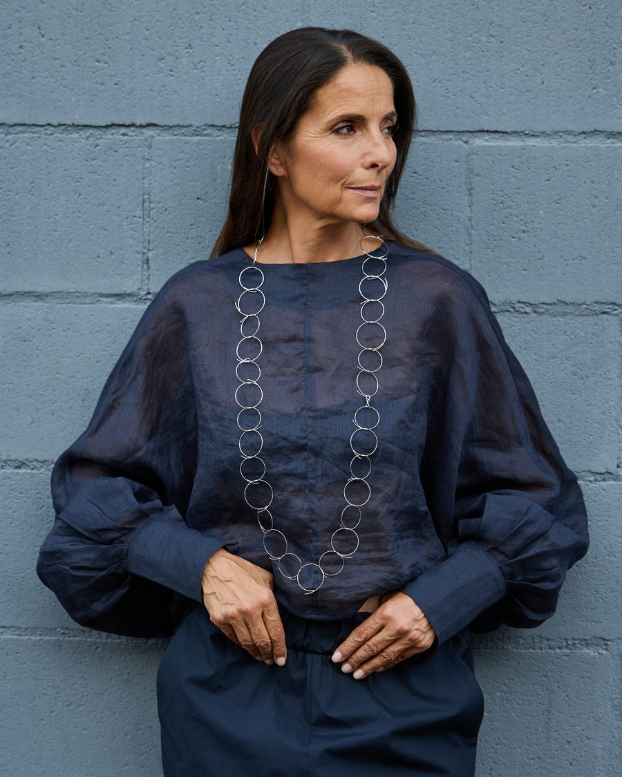 Collana Junction Rodio in argento 925, indossata