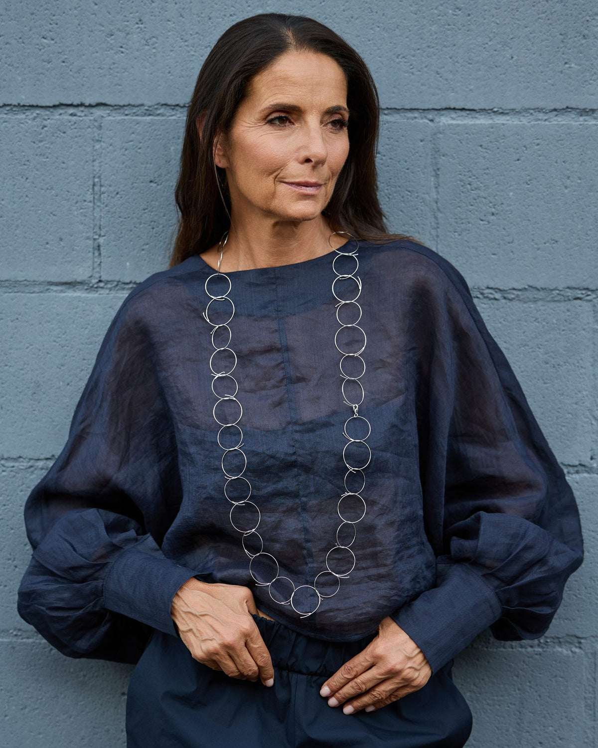 Collana Junction Rodio in argento 925, indossata