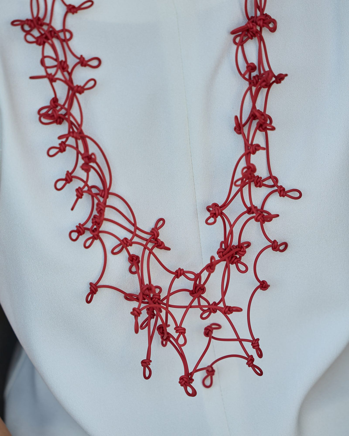 Woman wearing Knots Long Necklace