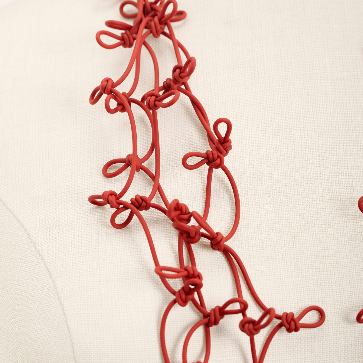 Knots Long Necklace, pastel red