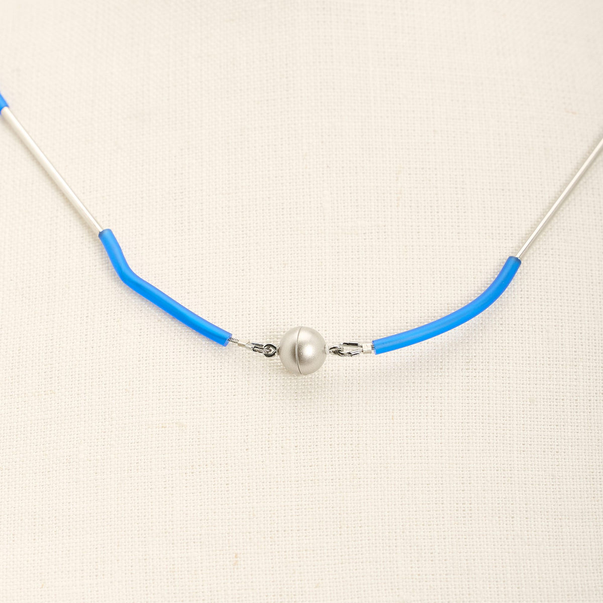 Nerò Rhodium Necklace, dark aquamarine