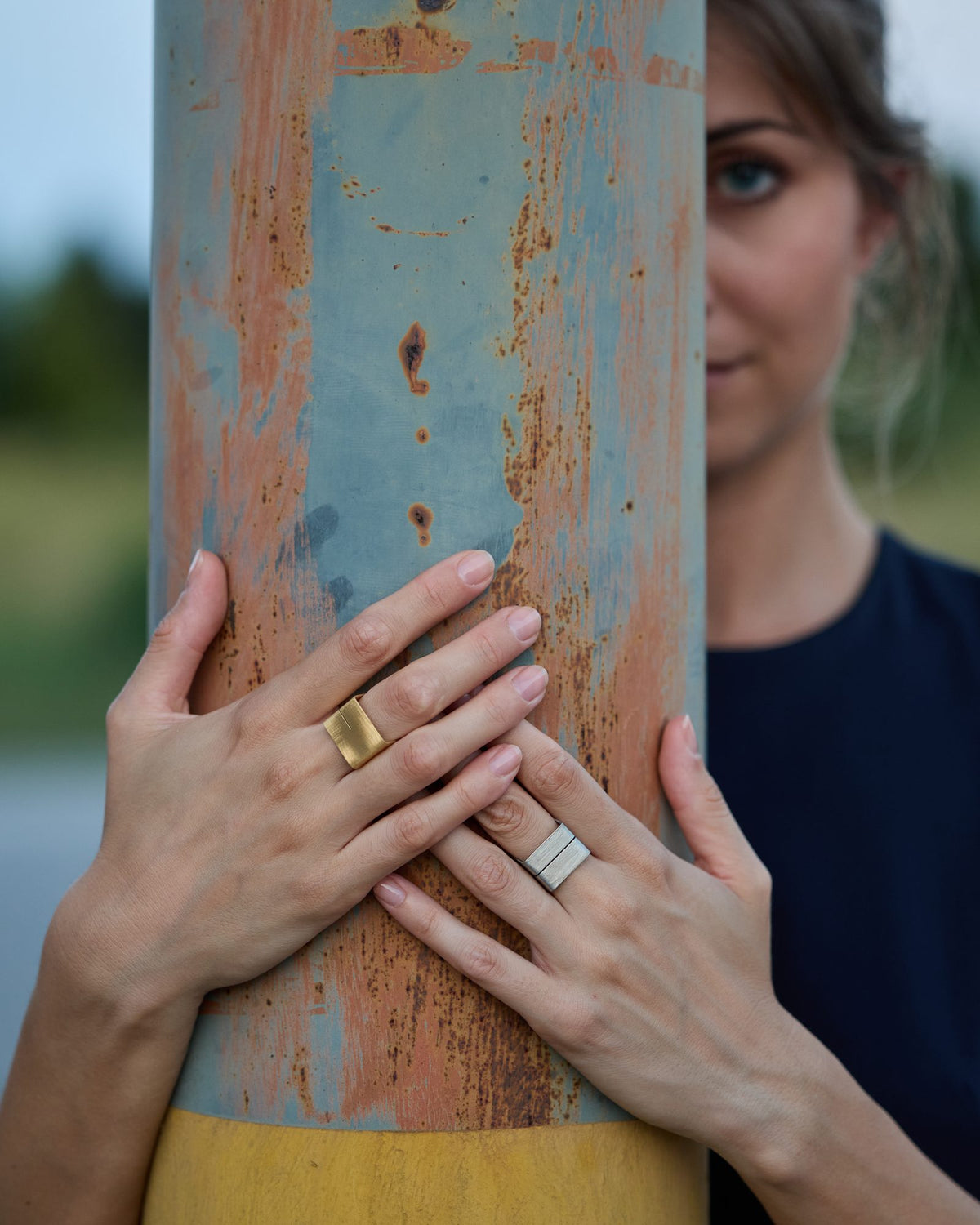 Anello QB Line Oro in argento 925, indossato