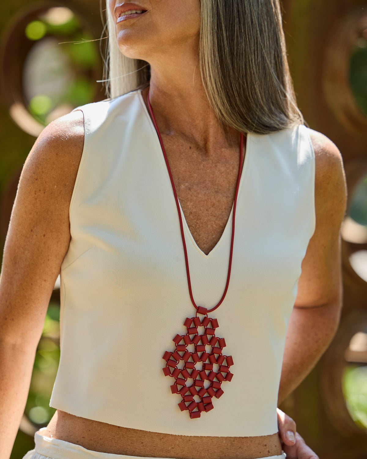 Woman wearing Ross 1 Necklace
