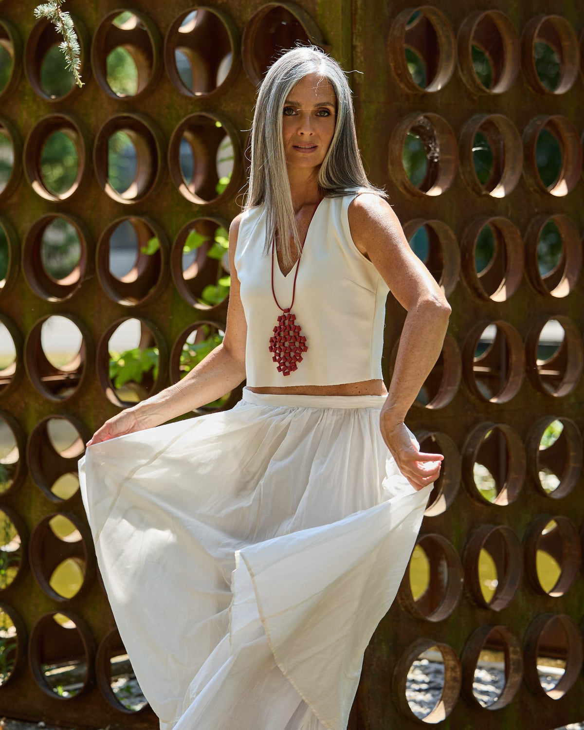 Woman wearing Ross 1 Necklace