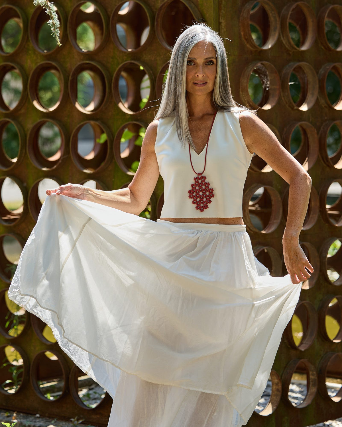 Woman wearing Ross 1 Necklace