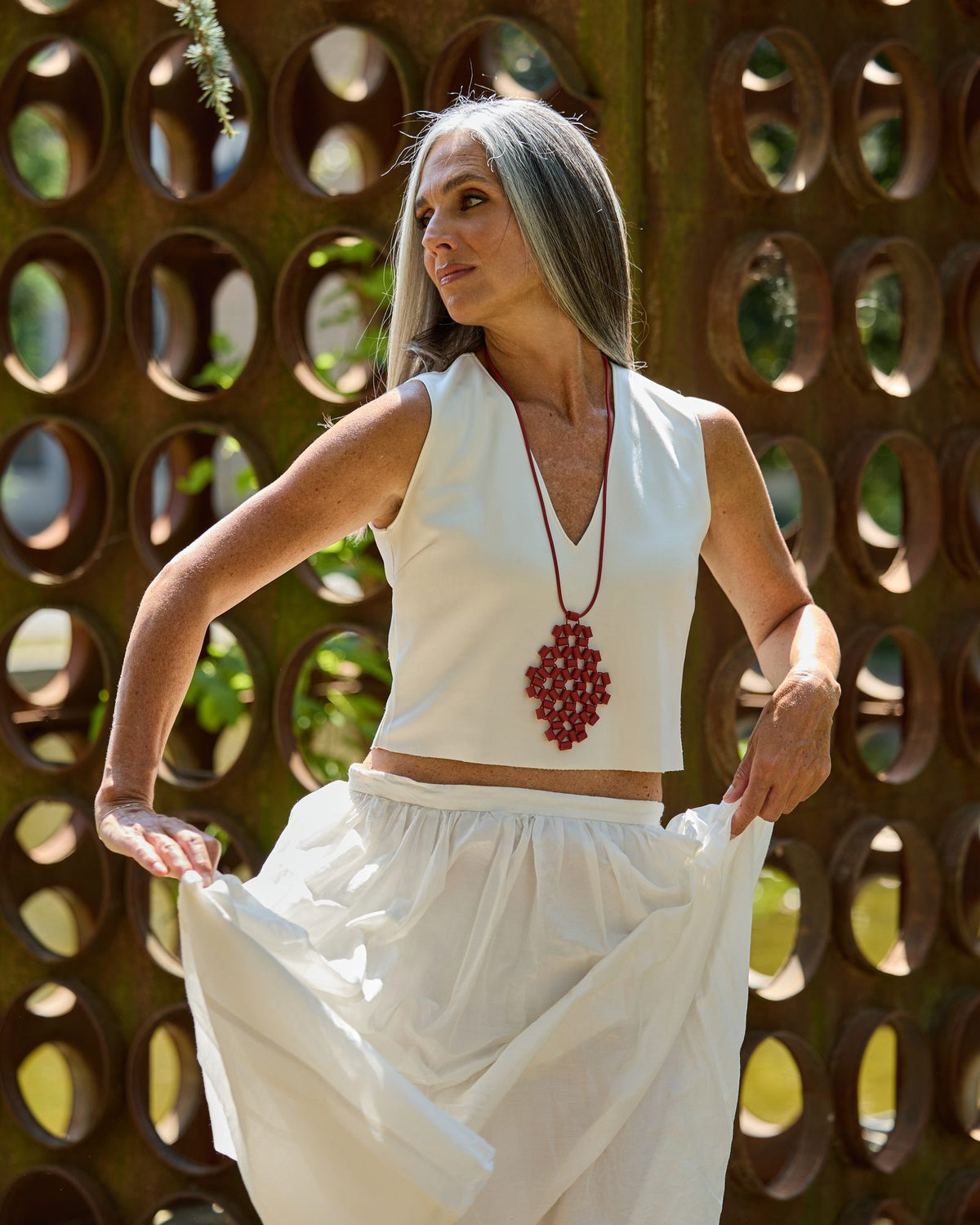 Woman wearing Ross 1 Necklace