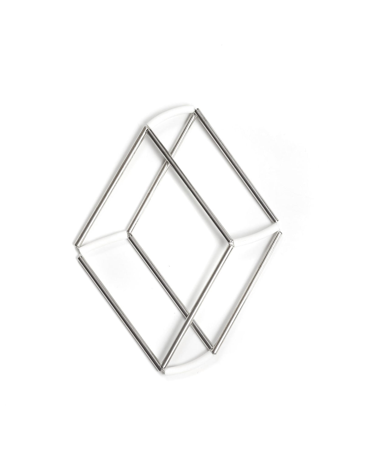 Bracciale Teorema Rodio in ottone rodiato lucido, variante bianco, su fondo bianco