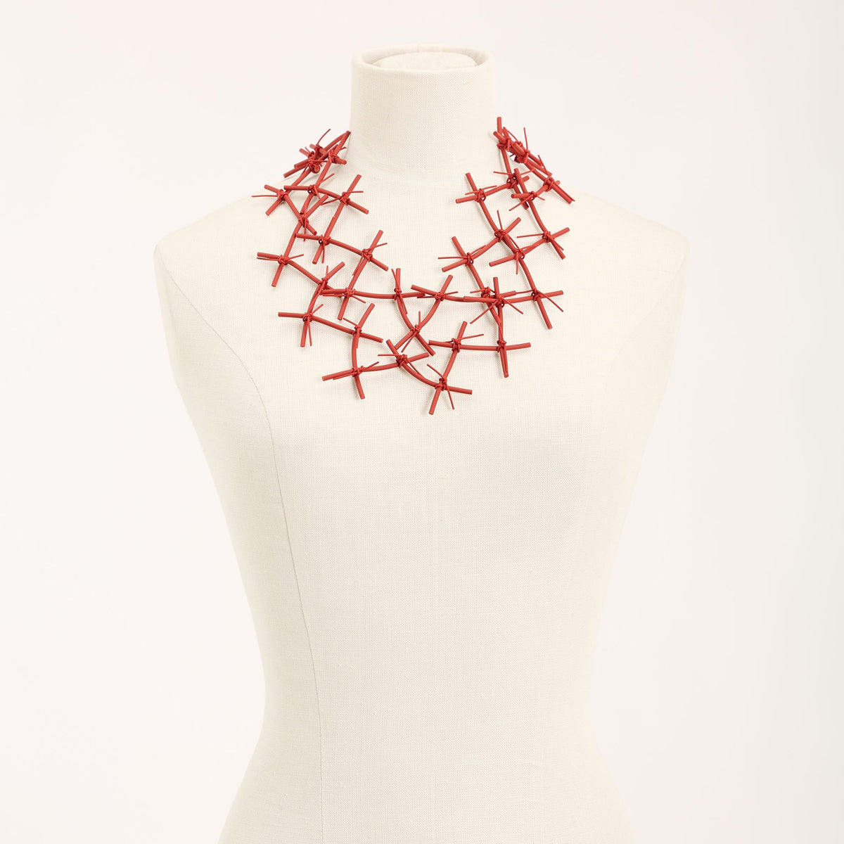 X Necklace, pastel red