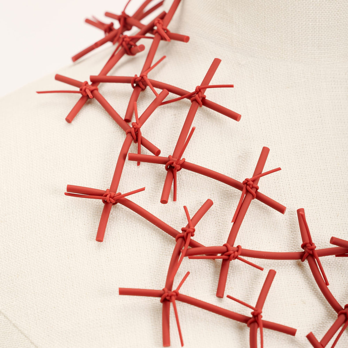 X Necklace, pastel red