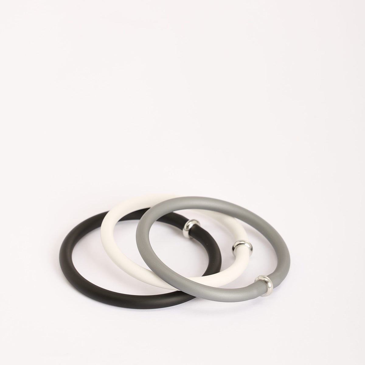 Bracciale Zoe Rubber, bianco, argento e nero